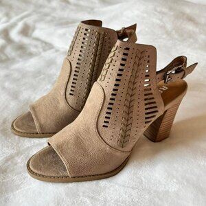 REPORT taupe suede open-toe heeled sandals